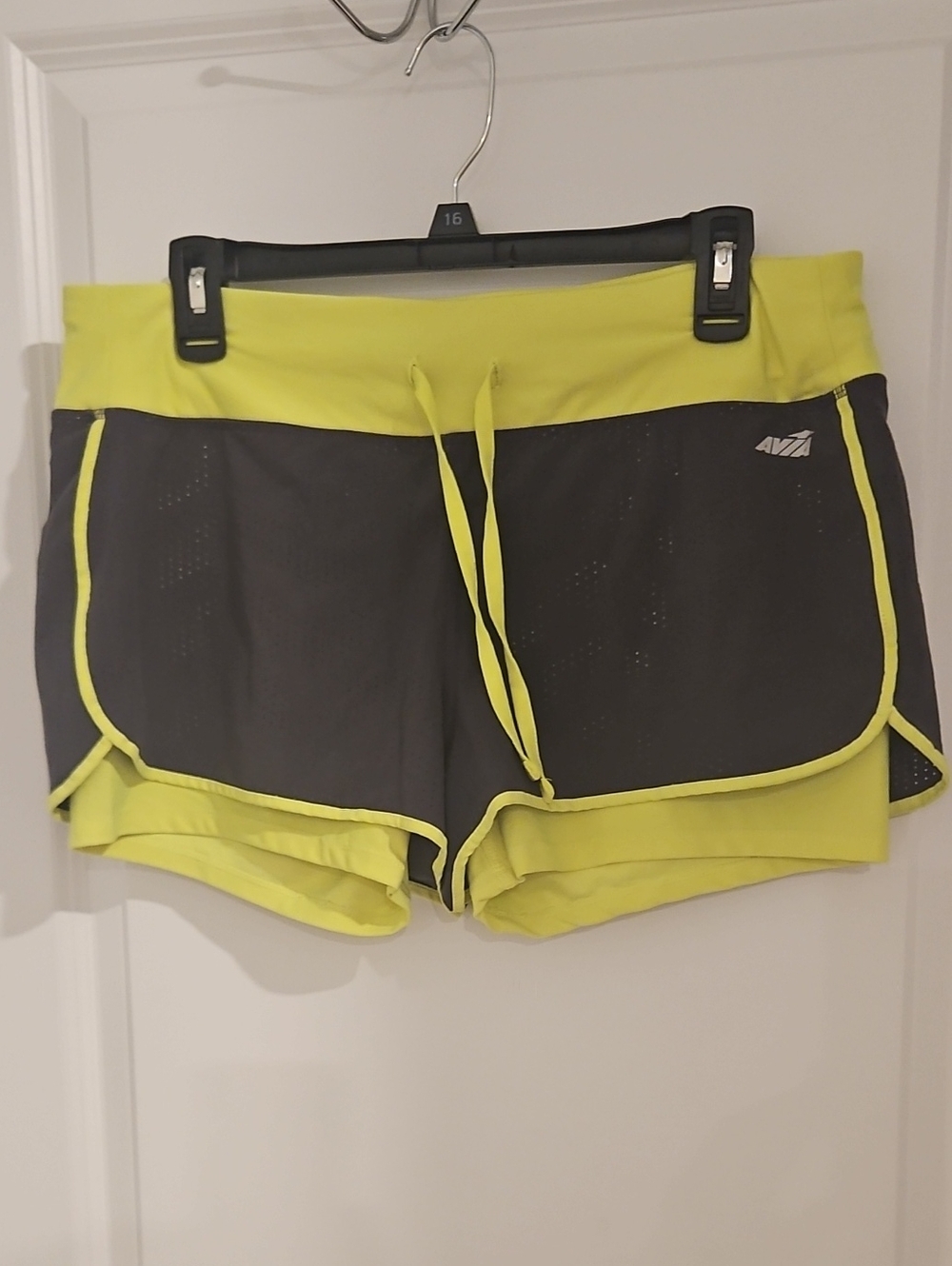 Avia Lime and Charcoal Layered Athletic Shorts